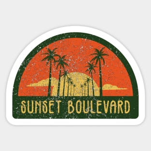 Sunset Boulevard Retro Vintage Sunset Faux Patch Sticker